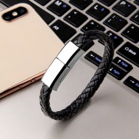 New Bracelet Charger USB Charging Cable Data Charging Cord For IPhone14 13 Max USB C Cable For Phone Micro Cable (Option: Black-Android interface-20cm)