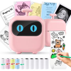 Thermal Mini Printer, X2 Inkless Sticker Maker With Thermal Papers & Sticker Papers, Bluetooth Portable Pocket Phone Printer For Notes, Receipts, Pict (Color: Pink)